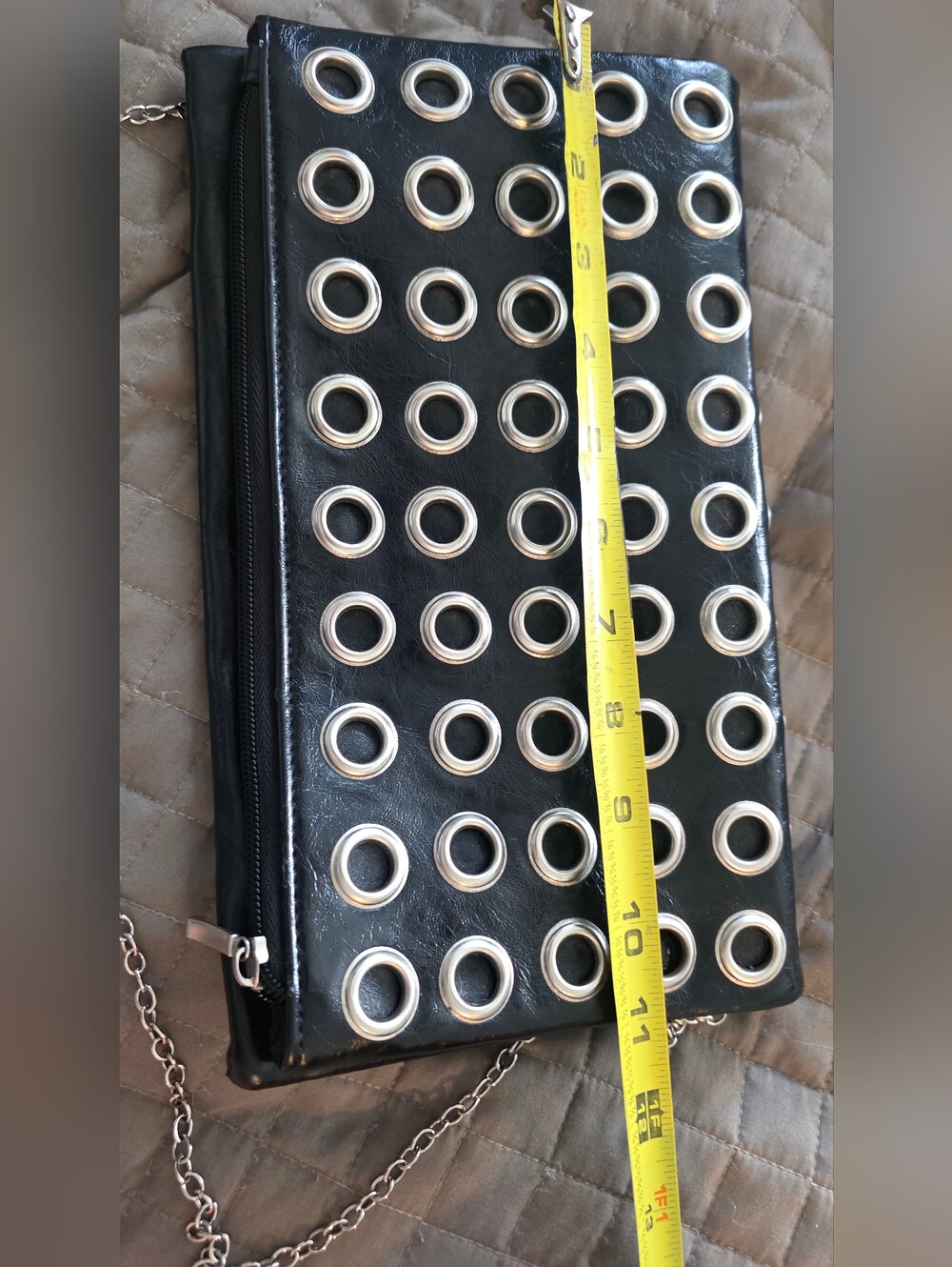 Black Clutch with Silver Grommets - Picture 4 of 6